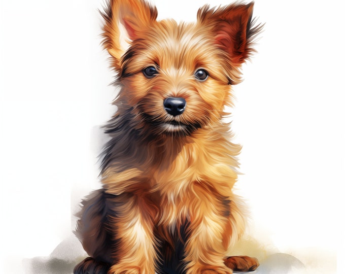 Australian Terrier Clipart, Puppy Dog Images, 10 Watercolor Clip Art, Printable JPGs, Instant Download, Commercial Use, Paper craft