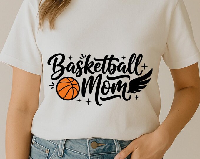 Basketball Mom SVG, Sports Mom Quote DXF PNG Design, Proud Mom of Player T-Shirt Print for Cricut Silhouette