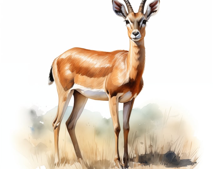 Antelope Clipart, Antelope Images, 10 Watercolor Clip Art, Printable JPGs, Instant Download, Commercial Use, Paper craft
