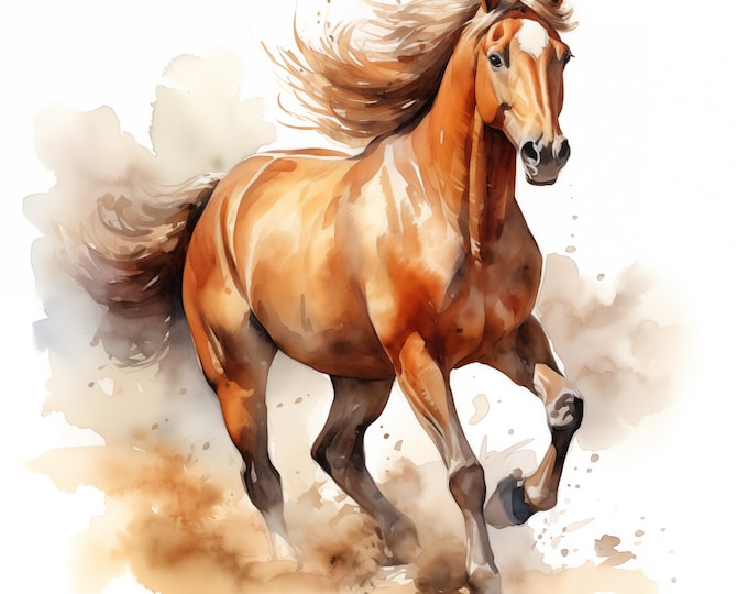 Horse Clipart, Stallion Images, 10 Watercolor Clip Art, Printable JPGs, Instant Download, Commercial Use, Paper craft