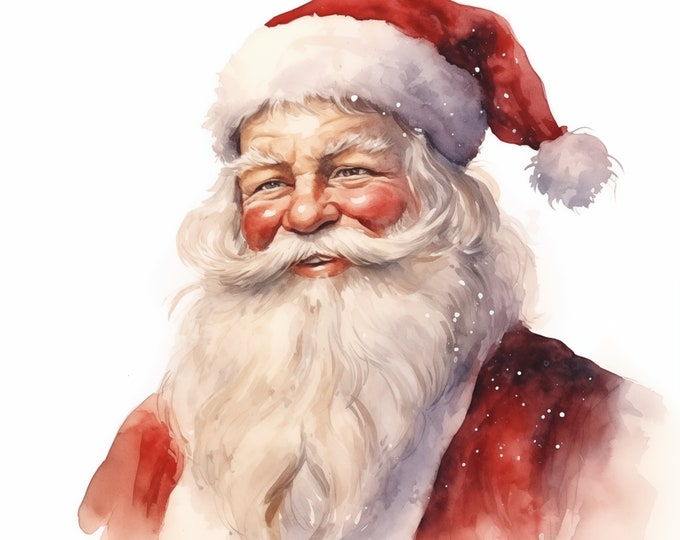 Santa Clause Clipart, Christmas Santa Claus Images, 10 Watercolor Clip Art, Printable JPGs, Instant Download, Commercial Use, Paper craft