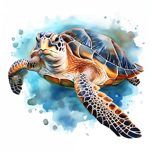 Sea Turtle Clipart, Marine Turtle Images, 10 Watercolor Clip Art, Printable JPGs, Instant Download, Commercial Use, Paper craft