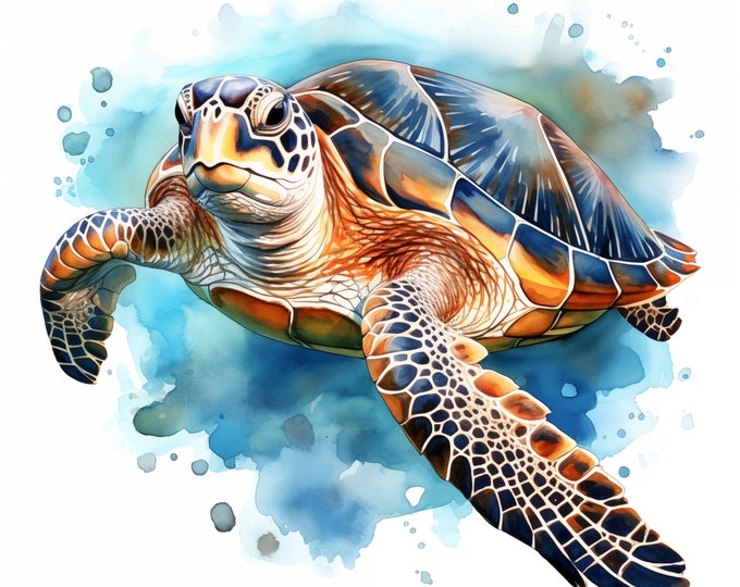 Sea Turtle Clipart, Marine Turtle Images, 10 Watercolor Clip Art, Printable JPGs, Instant Download, Commercial Use, Paper craft