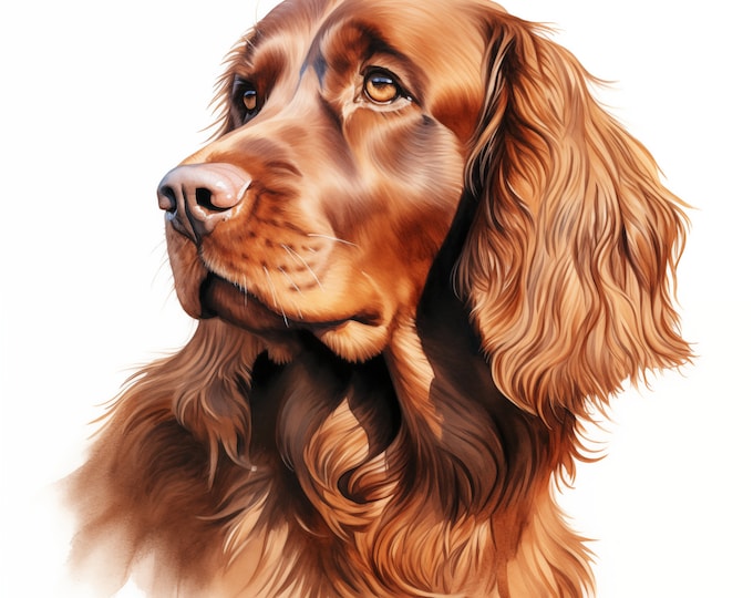 Sussex Spaniel Clipart, Spaniel Dog Images, 10 Watercolor Clip Art, Printable JPGs, Instant Download, Commercial Use, Paper craft