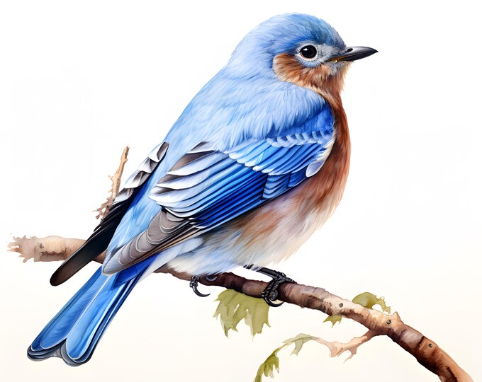 Bluebird Clipart, Blue Birds Images, 10 Watercolor Clip Art, Printable JPGs, Instant Download, Commercial Use, Paper craft