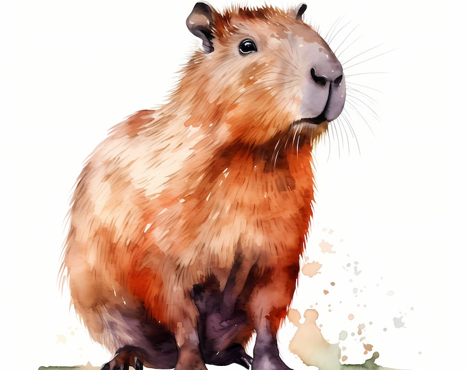 Capybara Clipart, Cute Capybara Images, 10 Watercolor Clip Art, Printable JPGs, Instant Download, Commercial Use, Paper craft