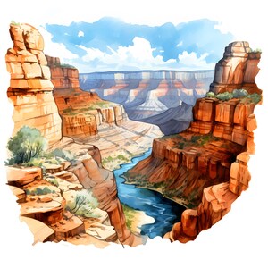 Grand Canyon Clipart, Canyon Landscape Images, 10 Watercolor Clip Art ...