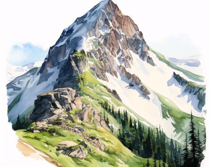 Mountain Peak Clipart, Nature Landscape Images, 10 Watercolor Clip Art, Printable JPGs, Instant Download, Commercial Use, Paper craft