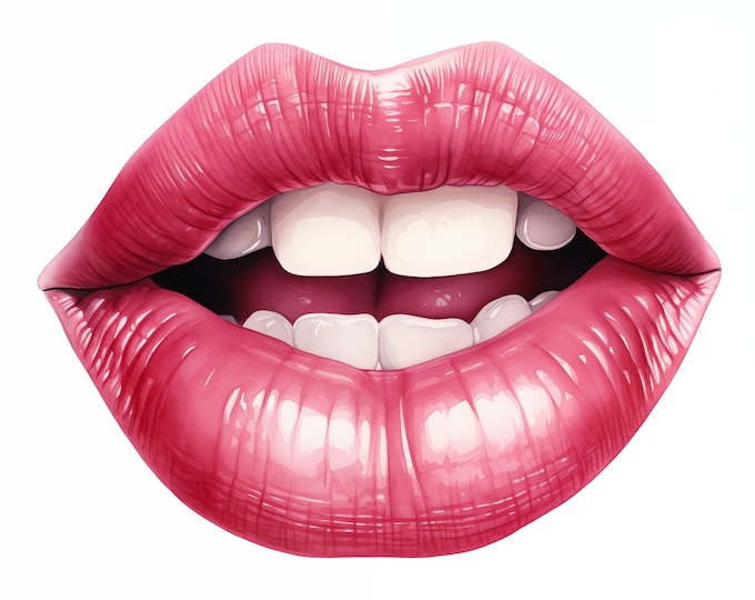 Lips Clipart, Lipstick Kiss Images, 10 Watercolor Clip Art, Printable JPGs, Instant Download, Commercial Use, Paper craft
