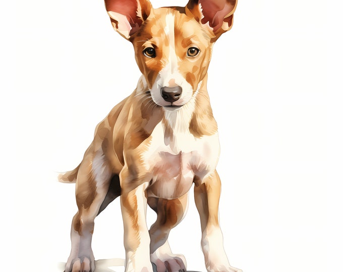 Ibizan Hound Dog Clipart, Puppy Dog Images, 10 Watercolor Clip Art, Printable JPGs, Instant Download, Commercial Use, Paper craft