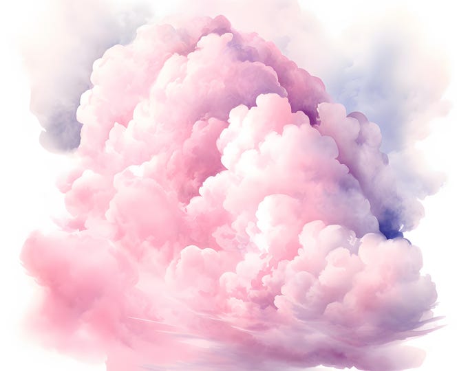 Pastel Clouds Clipart, Pink Clouds Images, 10 Watercolor Clip Art, Printable JPGs, Instant Download, Commercial Use, Paper craft