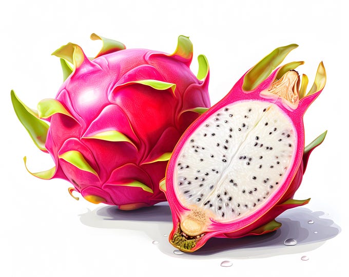 Pitaya Clipart, Dragon Fruit Images, 10 Watercolor Clip Art, Printable JPGs, Instant Download, Commercial Use, Paper craft
