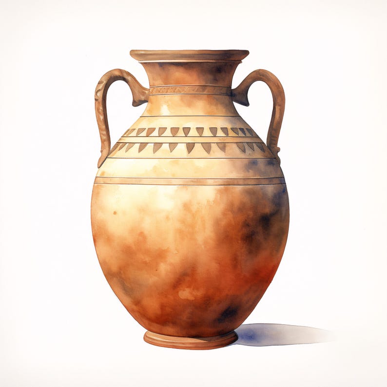 Ancient Amphora Vase Clipart, Greek Pottery Images, 10 Watercolor Clip ...