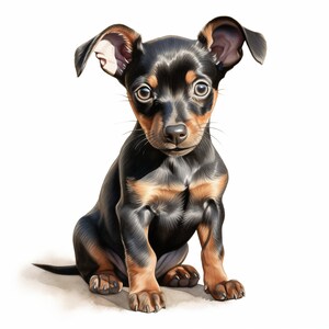 English Toy Terrier Dog Clipart, Puppy Dog Images, 10 Watercolor Clip Art, Printable JPGs, Instant Download, Commercial Use, Paper craft