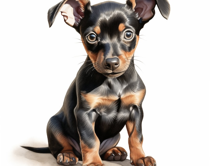 English Toy Terrier Dog Clipart, Puppy Dog Images, 10 Watercolor Clip Art, Printable JPGs, Instant Download, Commercial Use, Paper craft