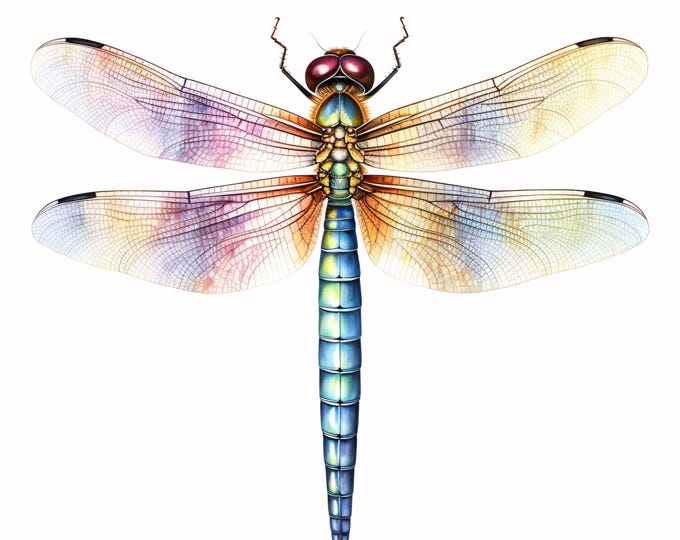 Dragonfly Clipart, Insect Illustration Images, 10 Watercolor Clip Art, Printable JPGs, Instant Download, Commercial Use, Paper craft