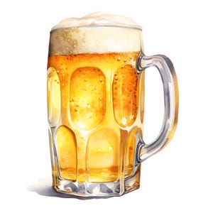 Beer Clipart, Beer Mug Images, 10 Watercolor Clip Art, Printable JPGs, Instant Download, Commercial Use, Paper craft