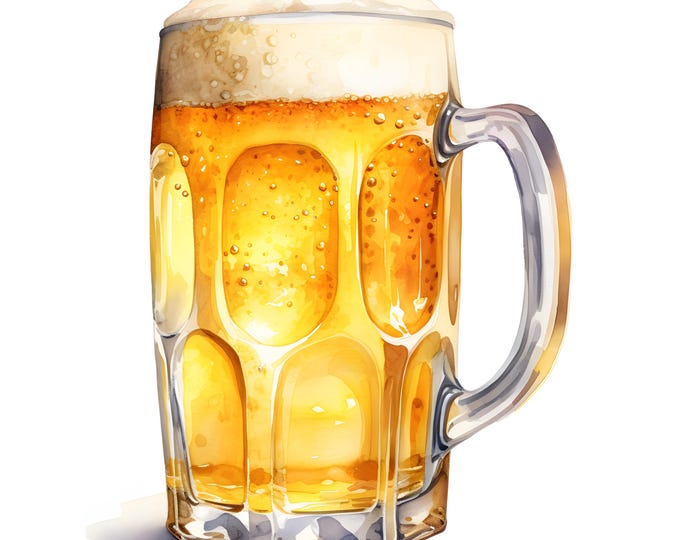 Beer Clipart, Beer Mug Images, 10 Watercolor Clip Art, Printable JPGs, Instant Download, Commercial Use, Paper craft