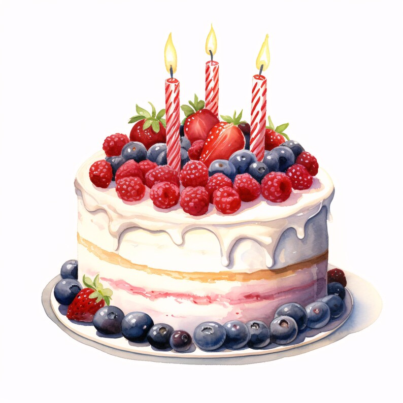 Berry Cake Clipart, Dessert Pastry Images, 10 Watercolor Clip Art ...