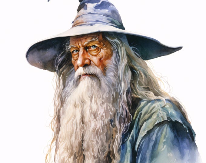 Wizard Clipart, Fantasy Mage Images, 10 Watercolor Clip Art, Printable JPGs, Instant Download, Magic Paper Craft