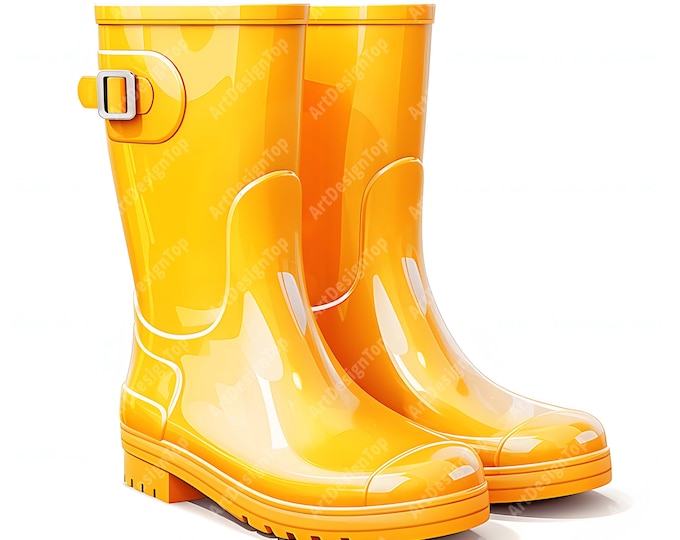 Rain Boots Clipart, Garden Rubber Boots Images, 10 Watercolor Clip Art, Printable JPGs, Instant Download, Commercial Use, Paper craft