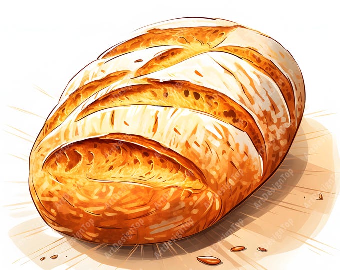 Home Bread Clipart, Baked Bread Images, 10 Watercolor Clip Art, Printable JPGs, Instant Download, Commercial Use, Paper craft