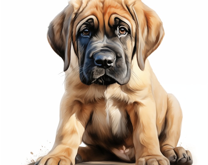Mastiff Clipart, Puppy Dog Images, 10 Watercolor Clip Art, Printable JPGs, Instant Download, Commercial Use, Paper craft