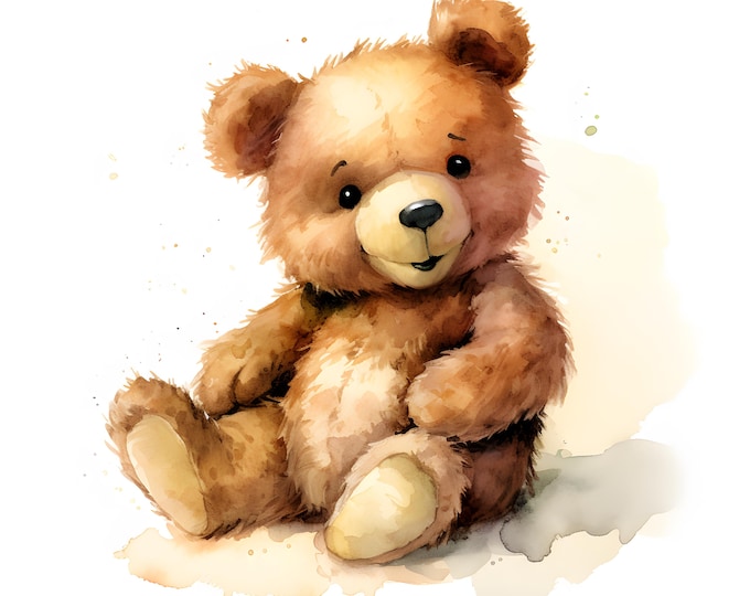 Teddy Bear Clipart, Valentines Day Bear Images, 10 Watercolor Clip Art, Printable JPGs, Instant Download, Commercial Use, Paper craft