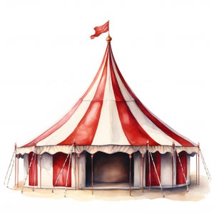 Circus Clipart, Circus Tent Images, 10 Watercolor Clip Art, Printable JPGs, Instant Download, Commercial Use, Paper craft