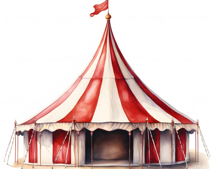 Circus Clipart, Circus Tent Images, 10 Watercolor Clip Art, Printable JPGs, Instant Download, Commercial Use, Paper craft