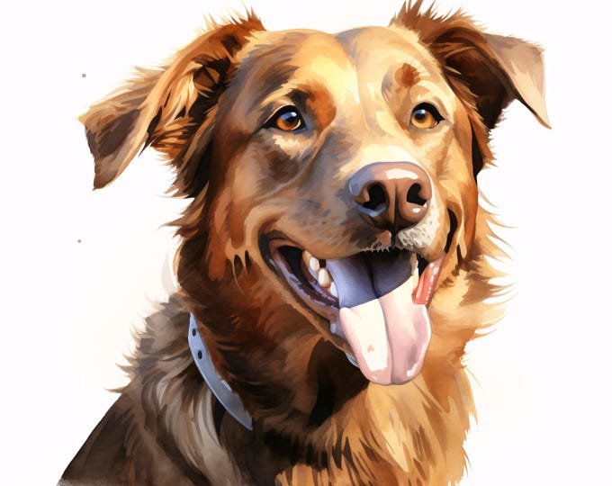 Golden Dog Clipart, Cute Pet Portrait Images, 10 Watercolor Clip Art, Printable JPGs, Instant Download, Commercial Use, Paper craft