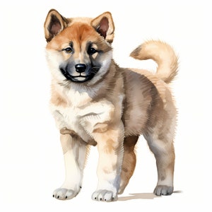 Akita Clipart, Puppy Dog Images, 10 Watercolor Clip Art, Printable JPGs, Instant Download, Commercial Use, Paper craft