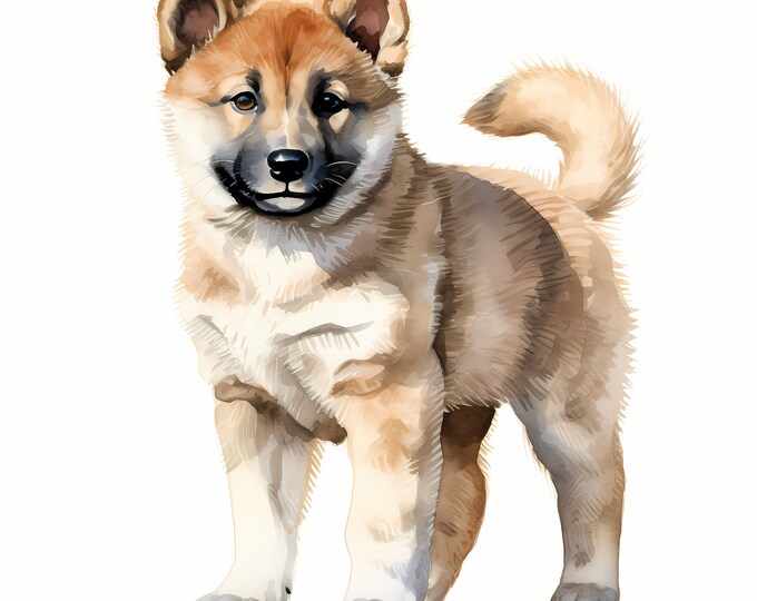 Akita Clipart, Puppy Dog Images, 10 Watercolor Clip Art, Printable JPGs, Instant Download, Commercial Use, Paper craft