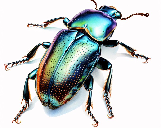 Rainbow Beetle Clipart, Insect Images, 10 Watercolor Clip Art, Printable JPGs, Instant Download, Commercial Use, Paper craft