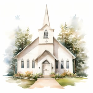 Church Clipart, Catholic Chapel Images, 10 Watercolor Clip Art, Printable JPGs, Instant Download, Commercial Use, Paper craft