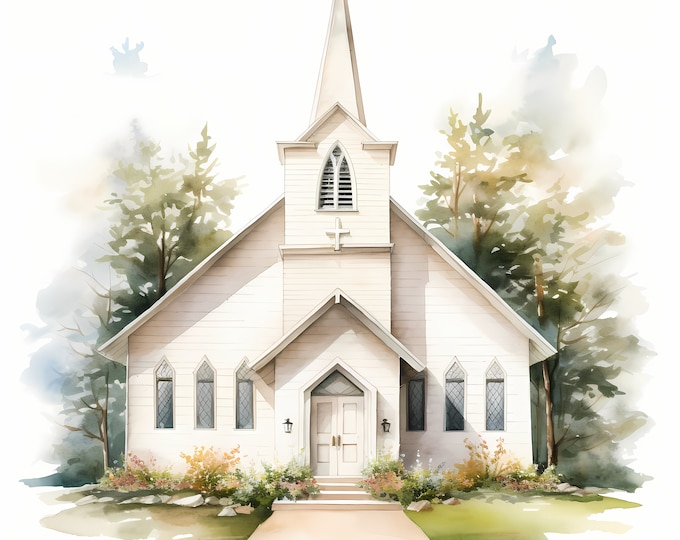 Church Clipart, Catholic Chapel Images, 10 Watercolor Clip Art, Printable JPGs, Instant Download, Commercial Use, Paper craft