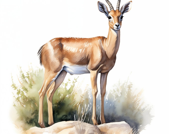 Gazelle Clipart, Antelope Images, 10 Watercolor Clip Art, Printable JPGs, Instant Download, Commercial Use, Paper craft
