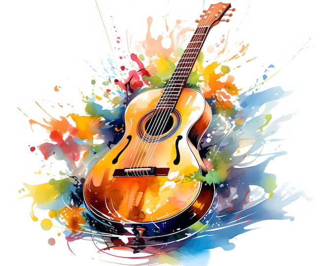 Musical Instruments Clipart, Music Images, 10 Watercolor Clip Art, Printable JPGs, Instant Download, Commercial Use, Paper craft