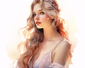 Watercolor Princess Clipart: Royal Girl Images, Commercial Use (JPGs, Instant Download)