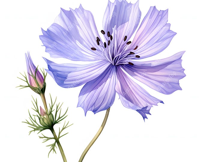 Nigella Flower Clipart, Wild Flowers Images, 10 Watercolor Clip Art, Printable JPGs, Instant Download, Commercial Use, Paper craft