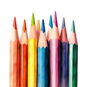 Lápis de cor Clipart, Imagens de giz de cera, 10 aquarela Clip Art, JPGs imprimíveis, Download instantâneo, Uso comercial, Papel artesanal