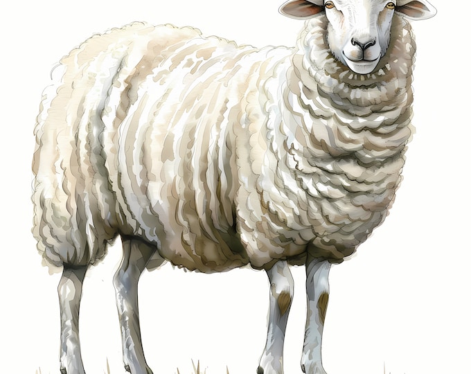 Sheep Clipart, Sheep Images, 10 Watercolor Clip Art, Printable JPGs, Instant Download, Commercial Use, Paper craft