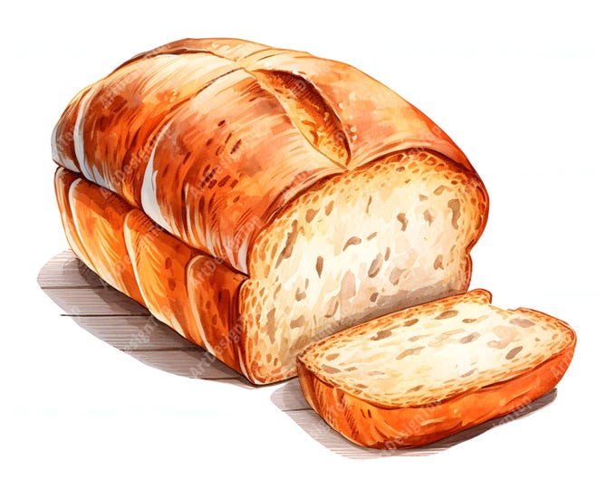 Sourdough Bread Clipart, Sliced Bread Images, 10 Watercolor Clip Art, Printable JPGs, Instant Download, Commercial Use, Paper craft