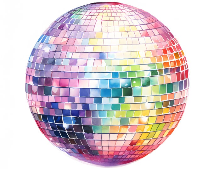 Disco Ball Clipart, Discoball Images, 10 Watercolor Clip Art, Printable JPGs, Instant Download, Commercial Use, Paper craft