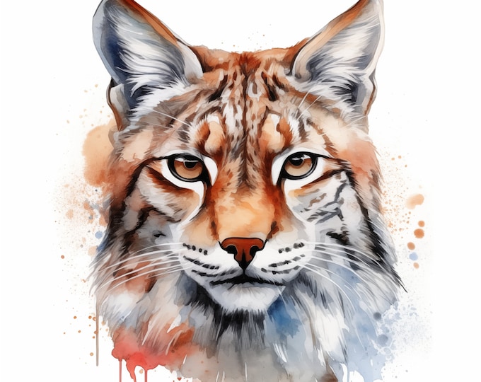 Lynx Clipart, Big Cat, Bobcat Images, 10 Watercolor Clip Art, Printable JPGs, Instant Download, Commercial Use, Paper craft