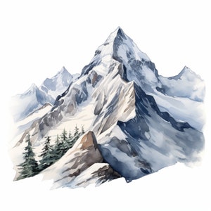 Snowy Mountains Clipart, Mountain Landscape Images, 10 Watercolor Clip ...