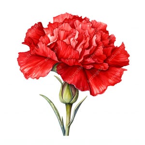 Clipart de cravo vermelho, Imagens de flores de cravo, 10 clipart de aquarela, JPGs para impressão, Download instantâneo, Uso comercial, Artesanato em papel