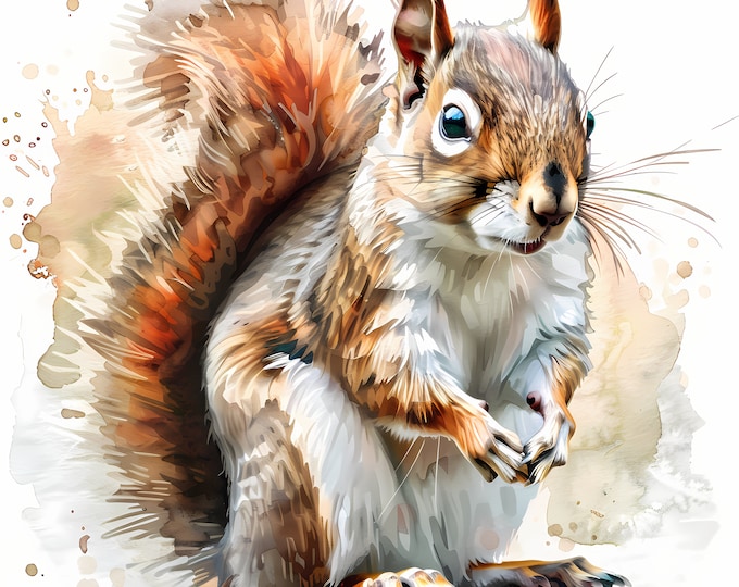 Squirrel Clipart, Conifer Squirrels Images, 10 Watercolor Clip Art, Printable JPGs, Instant Download, Commercial Use, Paper craft