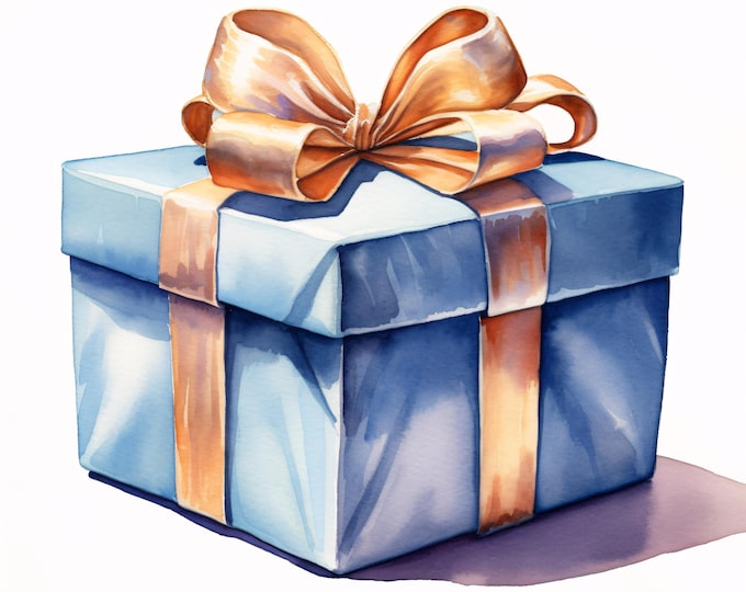 Red Gift Box Clipart, Wrapped Present Images, 10 Watercolor Clip Art, Printable JPGs, Instant Download, Commercial Use, Paper craft