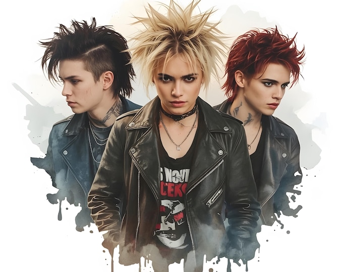 Punk Clipart, Cool Teen Images, 10 Watercolor Clip Art, Printable JPGs, Instant Download, Commercial Use, Paper Craft